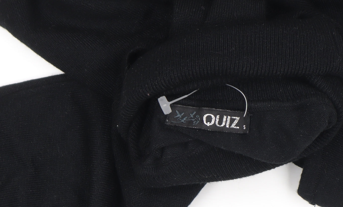 Quiz Women’s Black Beaded Cold Shoulder Roll Neck Knit Top Size S