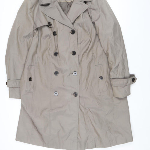 Cinque Uomo Men's Beige Cotton Trench Coat Size L Double-Breasted Classic