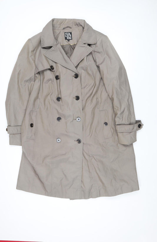 Cinque Uomo Men's Beige Cotton Trench Coat Size L Double-Breasted Classic