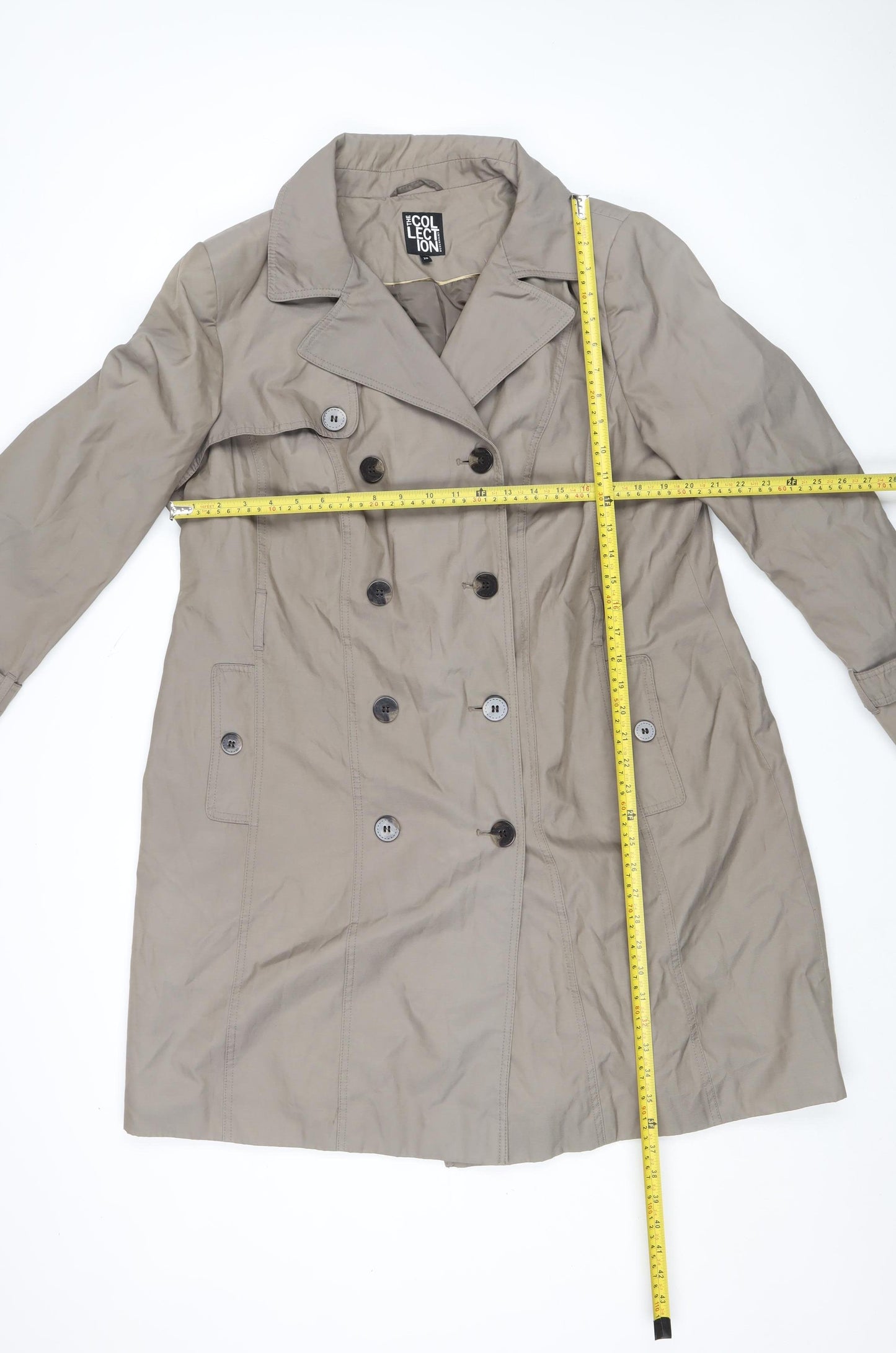 Cinque Uomo Men's Beige Cotton Trench Coat Size L Double-Breasted Classic