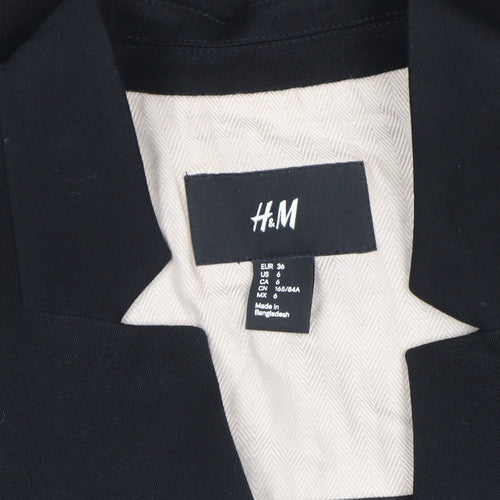 H&M Womens Black Blazer Jacket Size 10 Regular Fit Workwear