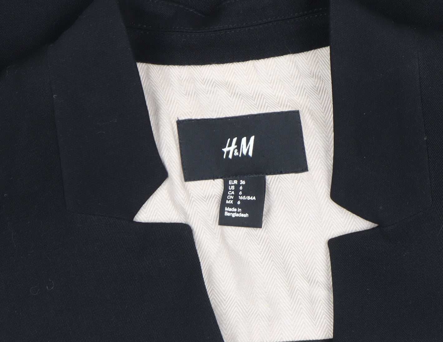 H&M Womens Black Blazer Jacket Size 10 Regular Fit Workwear