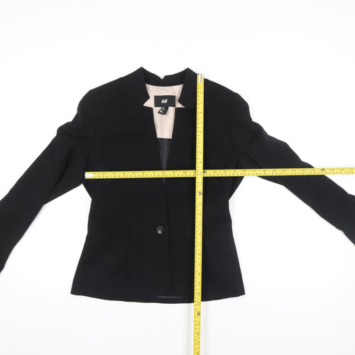 H&M Womens Black Blazer Jacket Size 10 Regular Fit Workwear