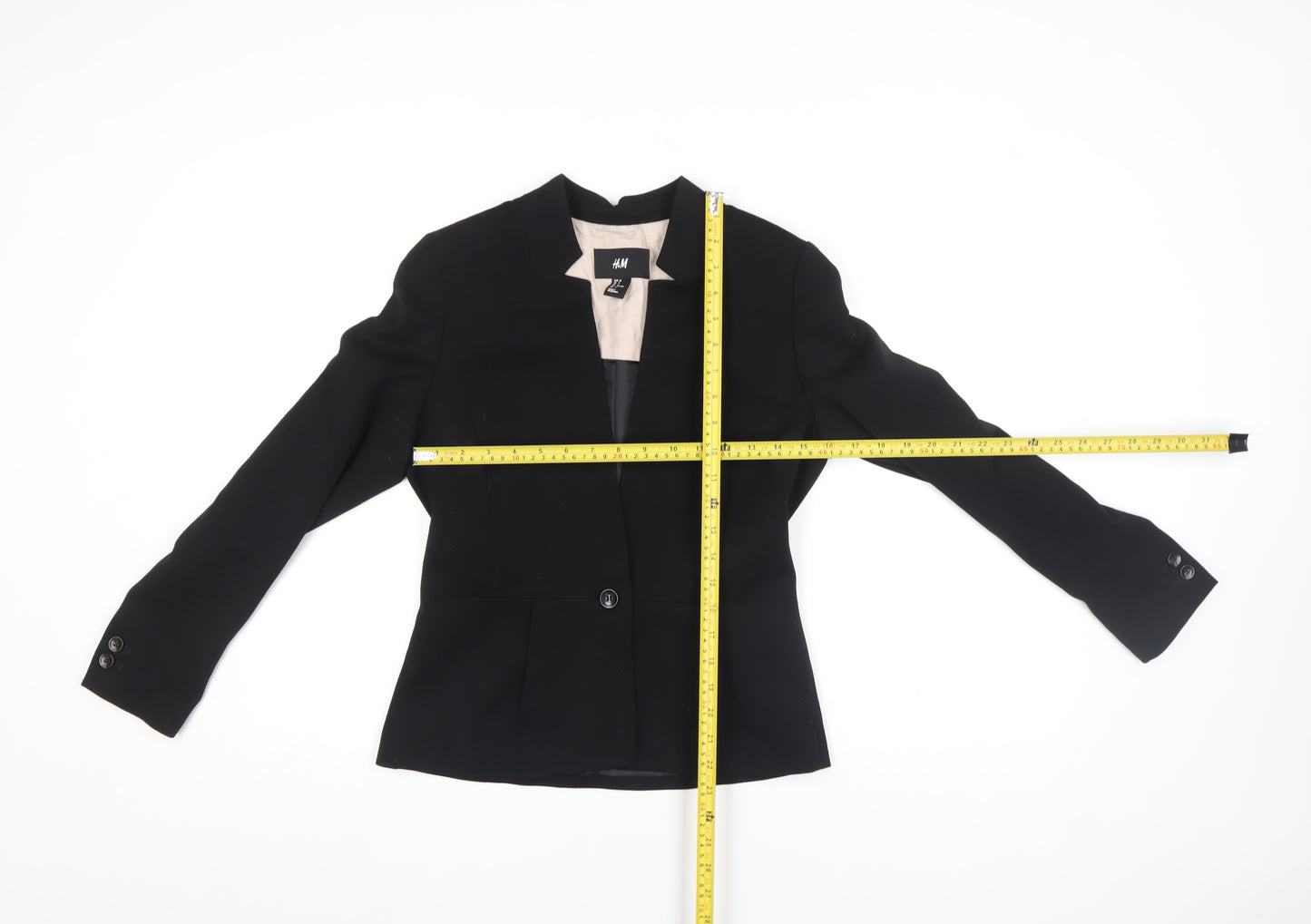 H&M Womens Black Blazer Jacket Size 10 Regular Fit Workwear