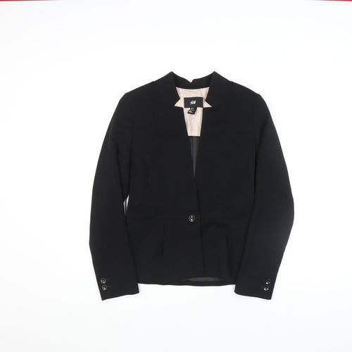 H&M Womens Black Blazer Jacket Size 10 Regular Fit Workwear