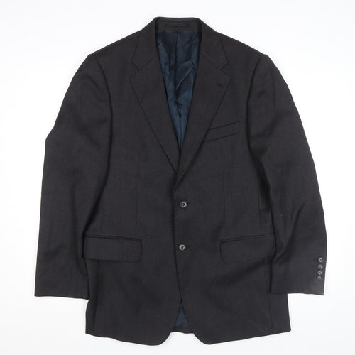 Magee Men's Black Wool Blazer 48 Regular Two Button Classic Jacket