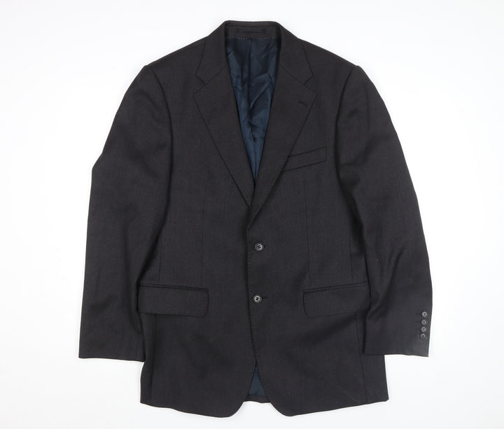 Magee Men's Black Wool Blazer 48 Regular Two Button Classic Jacket
