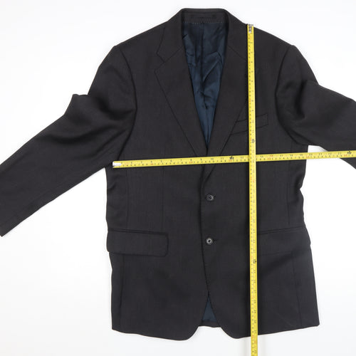 Magee Men's Black Wool Blazer 48 Regular Two Button Classic Jacket