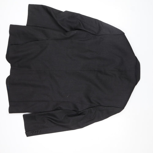 Magee Men's Black Wool Blazer 48 Regular Two Button Classic Jacket