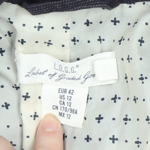 L.O.G.G. Womens Blue Cotton Corduroy Blazer Jacket Size 14