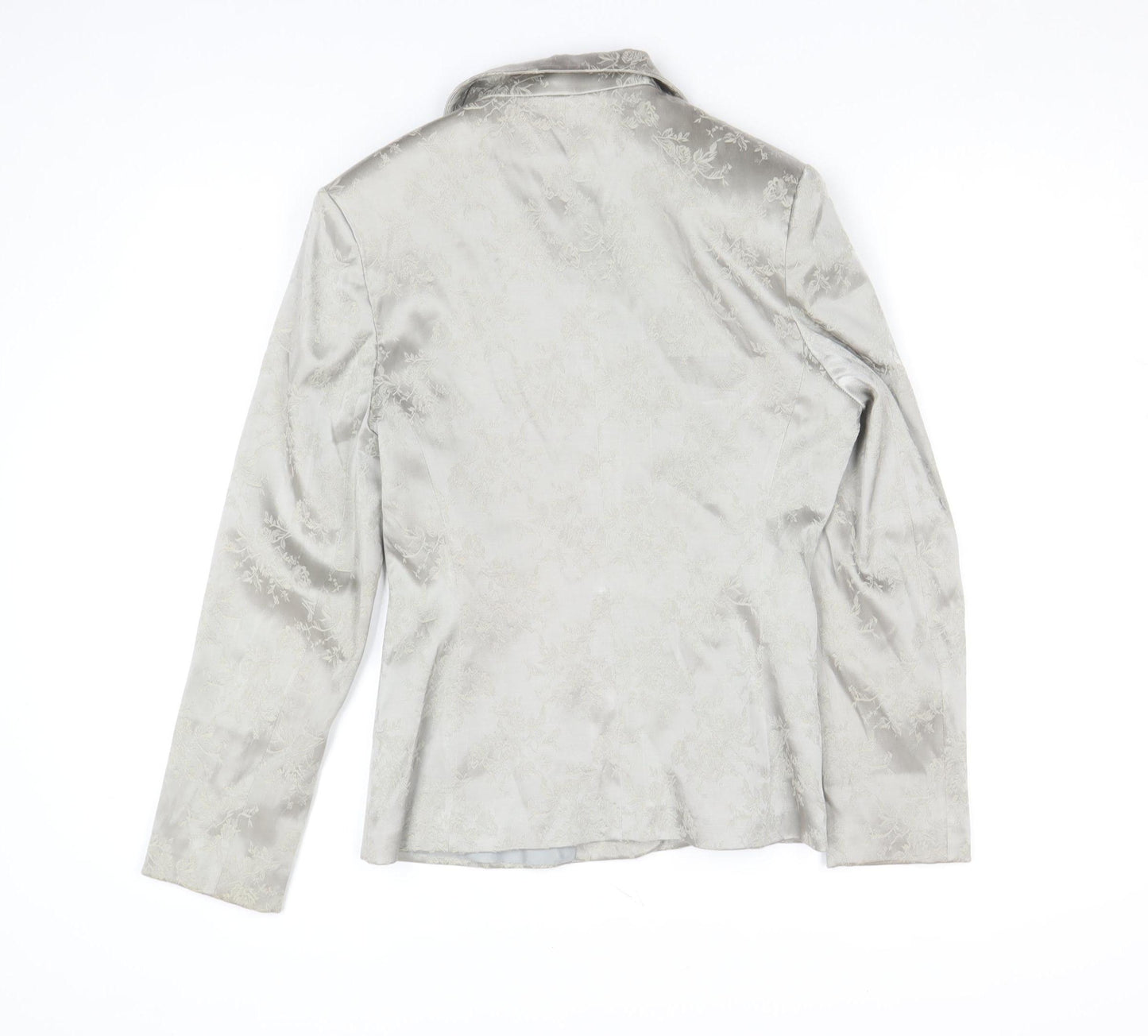 George Womens Silver Floral Blazer Size 12 Jacket Classic Formal