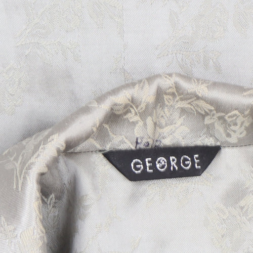 George Womens Silver Floral Blazer Size 12 Jacket Classic Formal