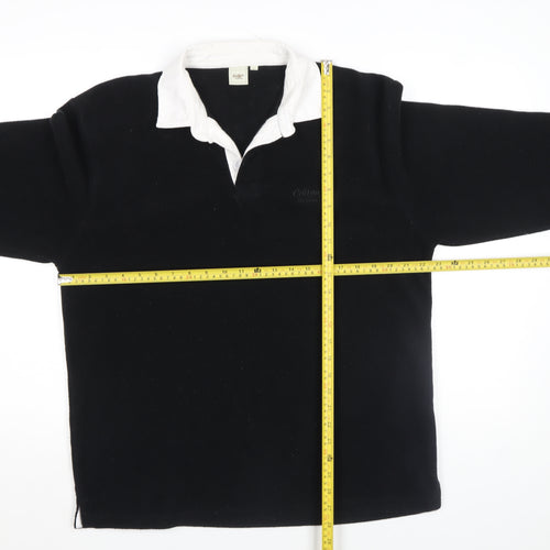 Cotton Traders Men's Black Long Sleeve Rugby Polo Shirt Size L