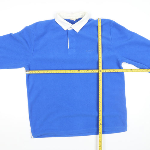 Cotton Traders Men’s Blue Fleece Rugby Polo Shirt Long Sleeve Size L