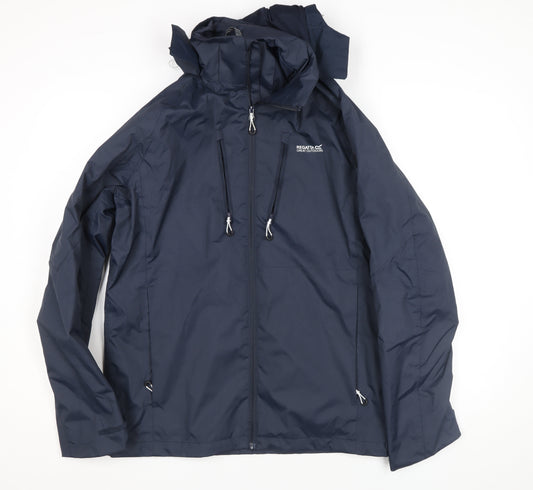 Regatta Great Outdoors Men's Blue Waterproof Hooded Rain Jacket M