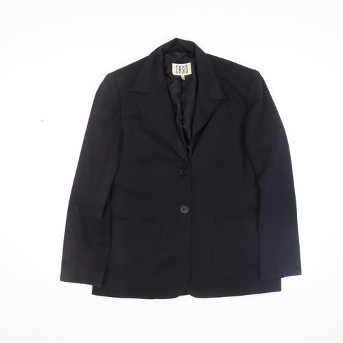 Oasis Women Black Regular Fit Two-Button Blazer Jacket Size M
