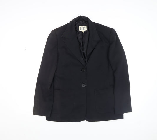 Oasis Women Black Regular Fit Two-Button Blazer Jacket Size M