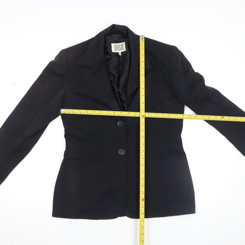Oasis Women Black Regular Fit Two-Button Blazer Jacket Size M