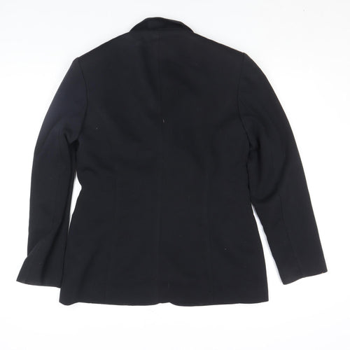 Oasis Women Black Regular Fit Two-Button Blazer Jacket Size M