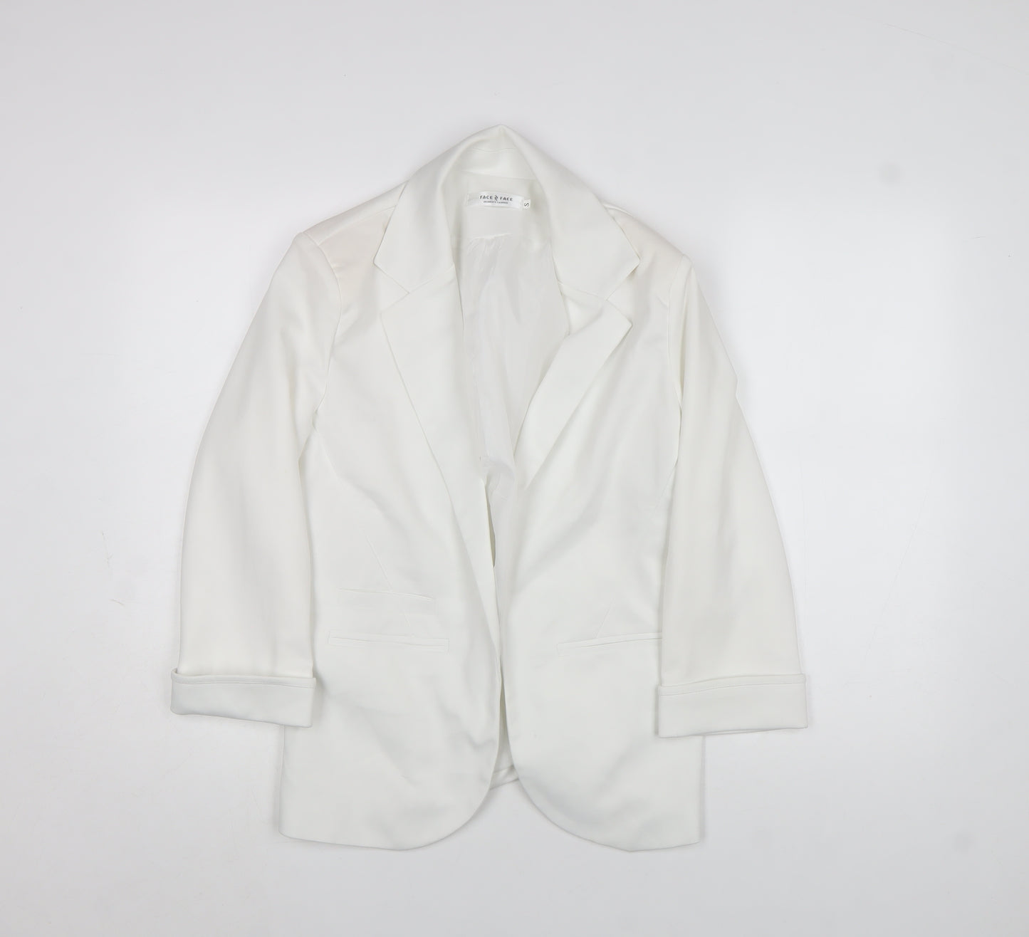 FACE & FACE Women's White Slim Fit 3/4 Sleeve Blazer Suit Set S