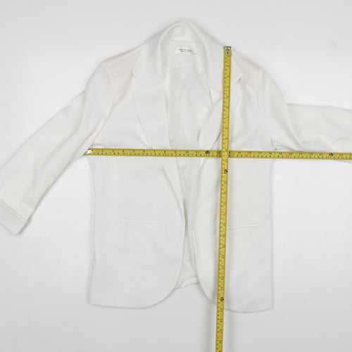 FACE & FACE Women's White Slim Fit 3/4 Sleeve Blazer Suit Set S