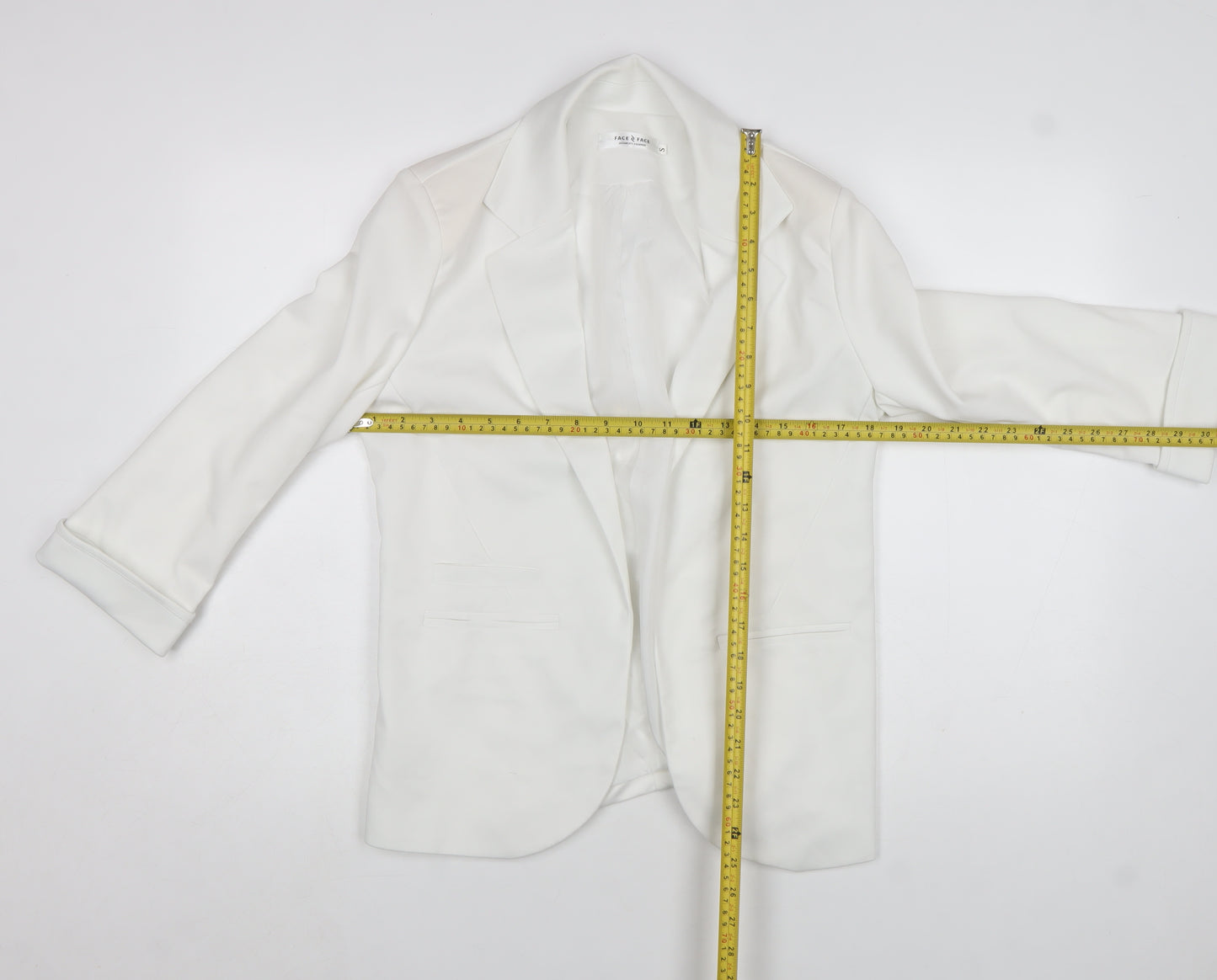 FACE & FACE Women's White Slim Fit 3/4 Sleeve Blazer Suit Set S