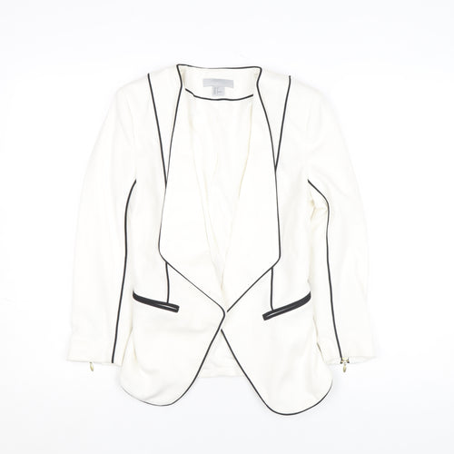 H&M Women Ivory Blazer Size 6 Shawl Lapel Tailored Jacket