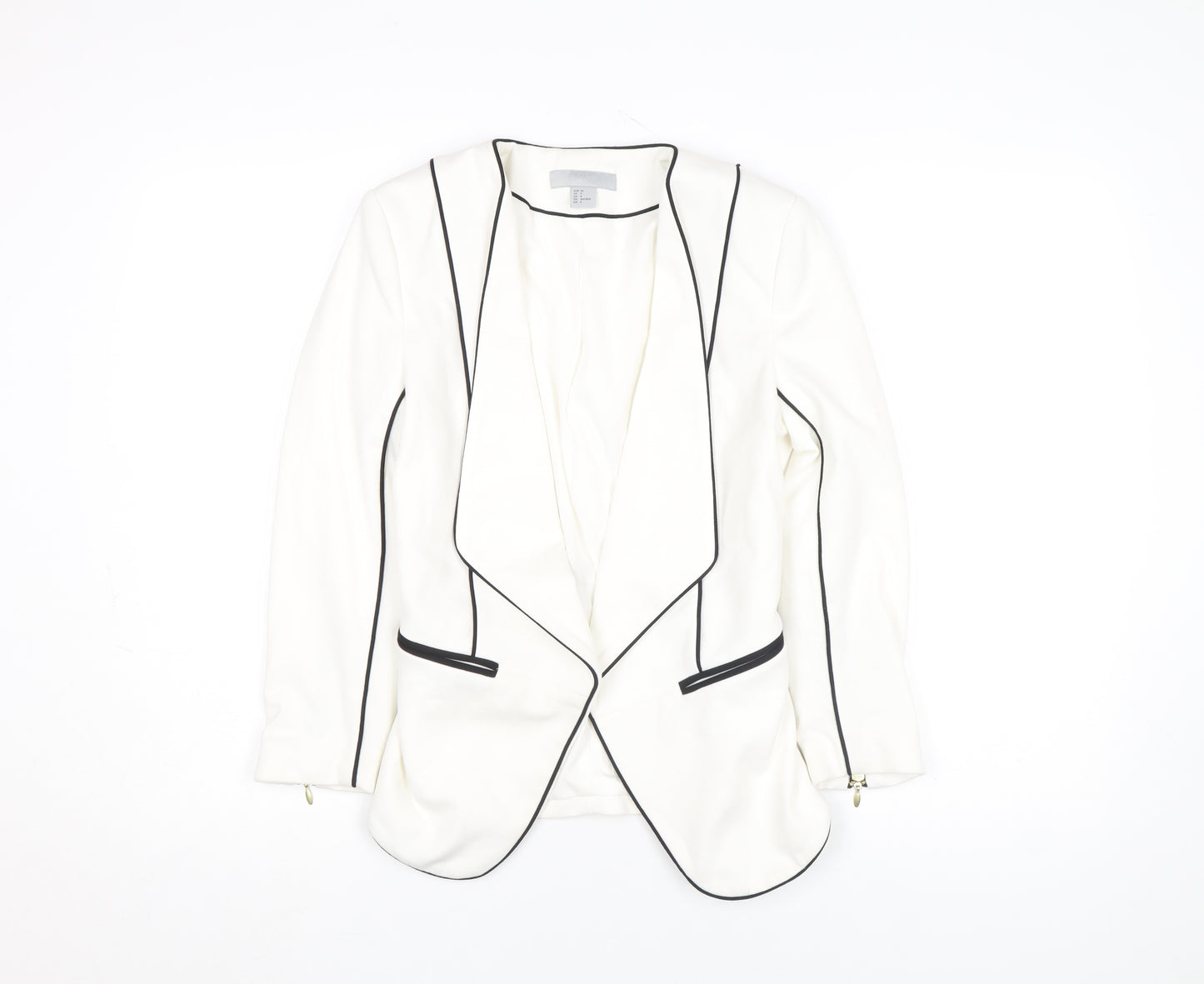 H&M Women Ivory Blazer Size 6 Shawl Lapel Tailored Jacket