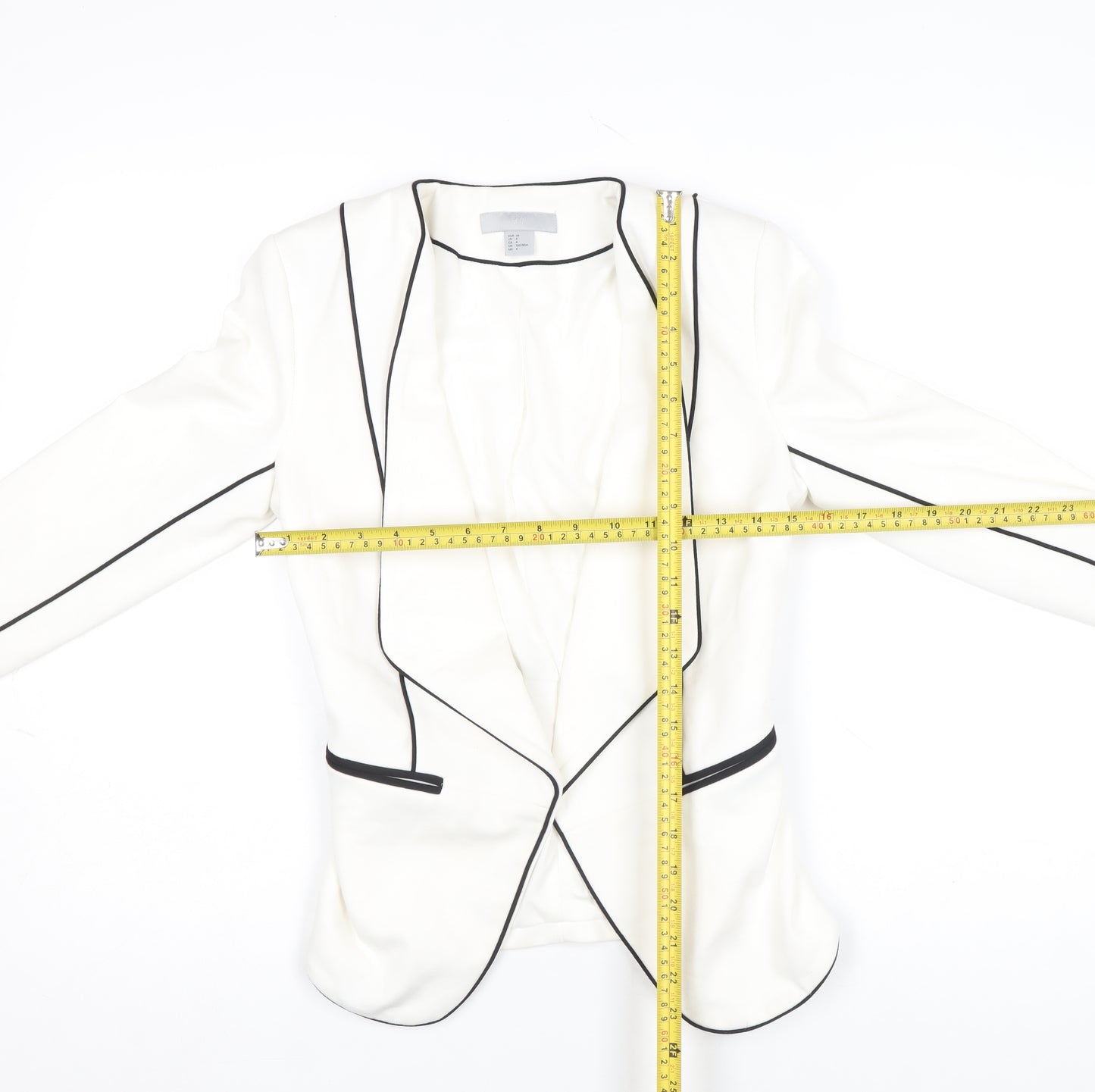 H&M Women Ivory Blazer Size 6 Shawl Lapel Tailored Jacket