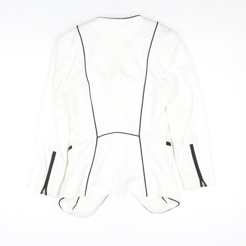 H&M Women Ivory Blazer Size 6 Shawl Lapel Tailored Jacket