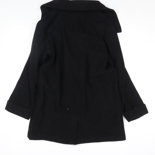 H&M Women’s Black Wool Blend Mid-Length Overcoat Size 8