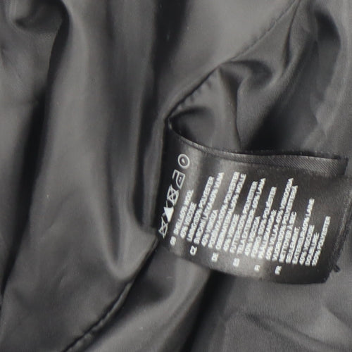 H&M Women’s Black Wool Blend Mid-Length Overcoat Size 8