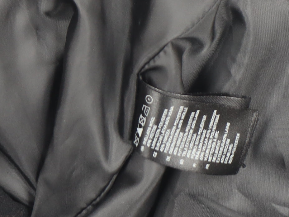 H&M Women’s Black Wool Blend Mid-Length Overcoat Size 8