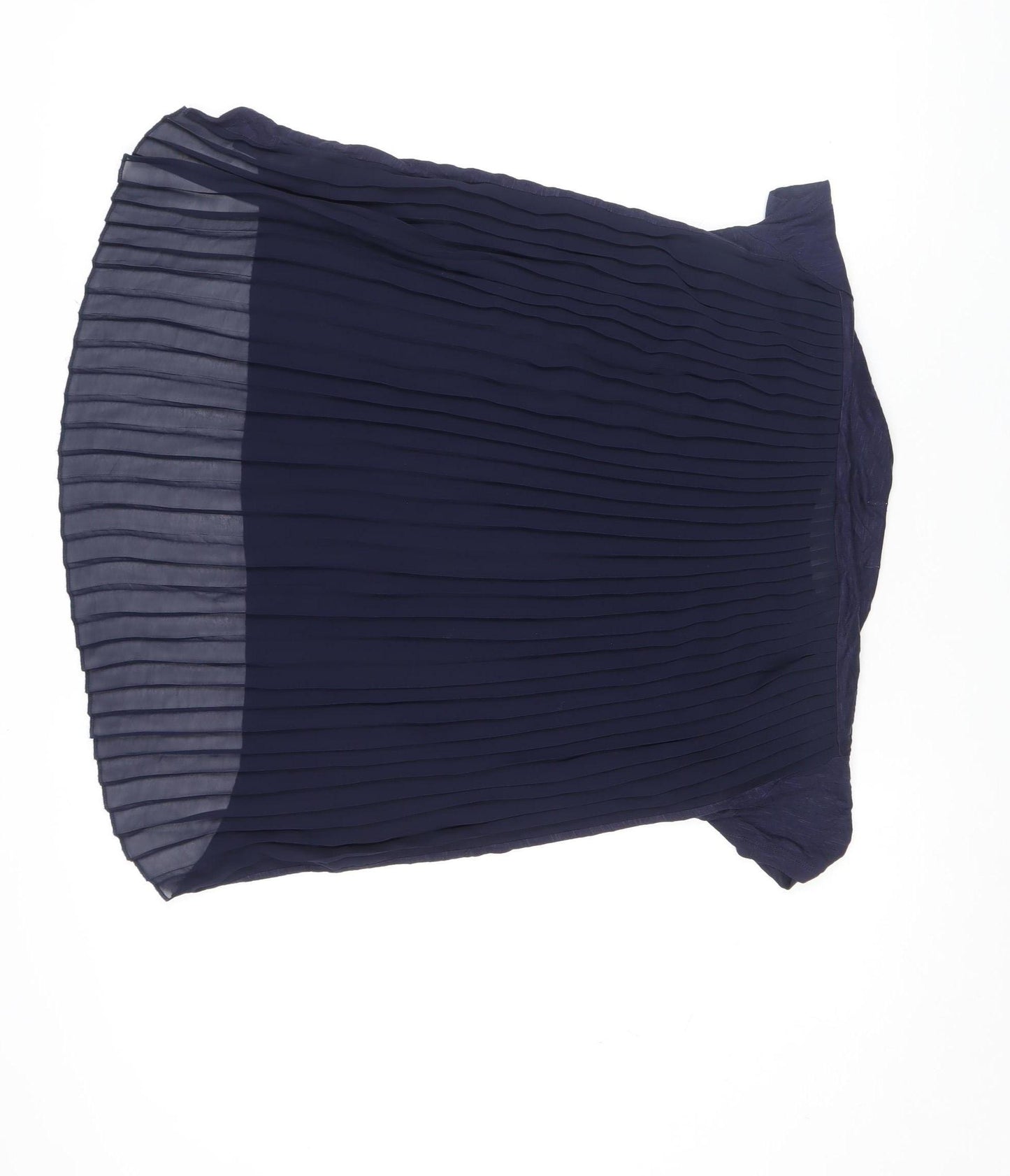 RJR John Rocha Women's Navy Blue Pleated Hem Short Sleeve Blouse Size 12