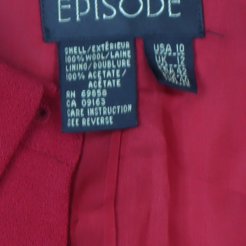 Episode Women's Red Wool Blazer Jacket UK 12 Classic Workwear
