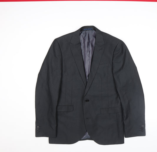 Next Men's Black Tailored Fit Wool Blend 38in Blazer Jacket
