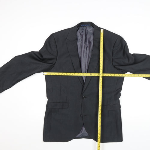 Next Men's Black Tailored Fit Wool Blend 38in Blazer Jacket