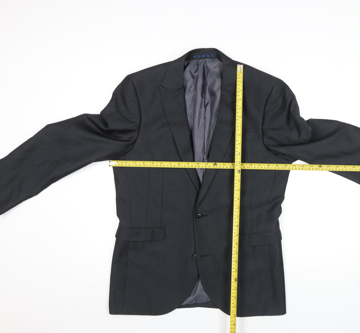 Next Men's Black Tailored Fit Wool Blend 38in Blazer Jacket