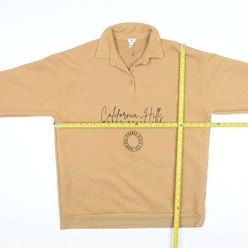 River Island Men's Beige Henley Sweatshirt S Graphic California Hills