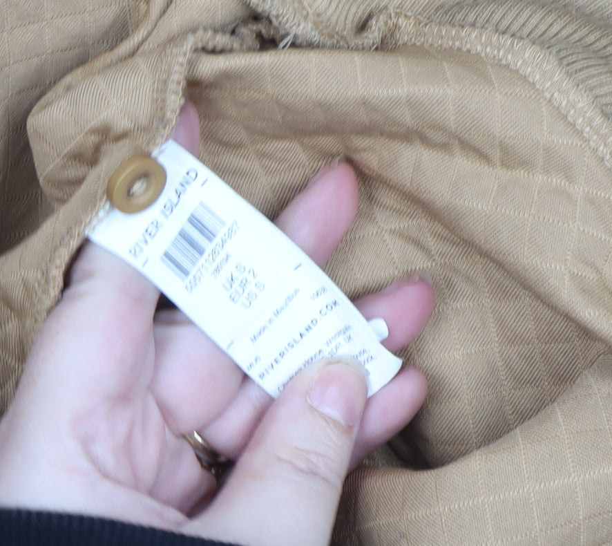 River Island Men's Beige Henley Sweatshirt S Graphic California Hills