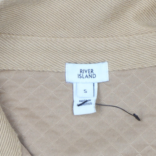 River Island Men's Beige Henley Sweatshirt S Graphic California Hills