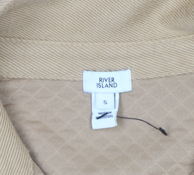 River Island Men's Beige Henley Sweatshirt S Graphic California Hills