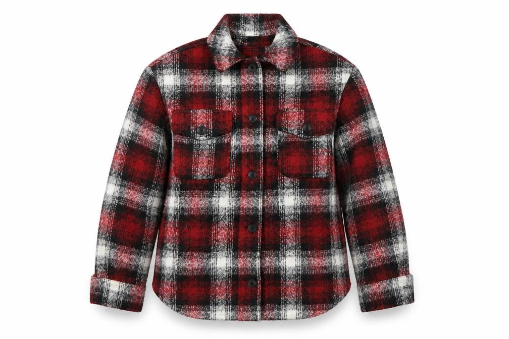 Front view of New Look Women's Red Check Wool Blend Button Jacket, size 6