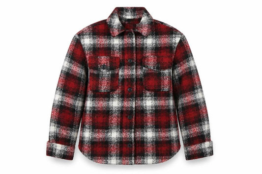 Front view of New Look Women's Red Check Wool Blend Button Jacket, size 6