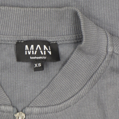 boohooMAN Men's Grey XS Zip-Up Cotton Waistcoat