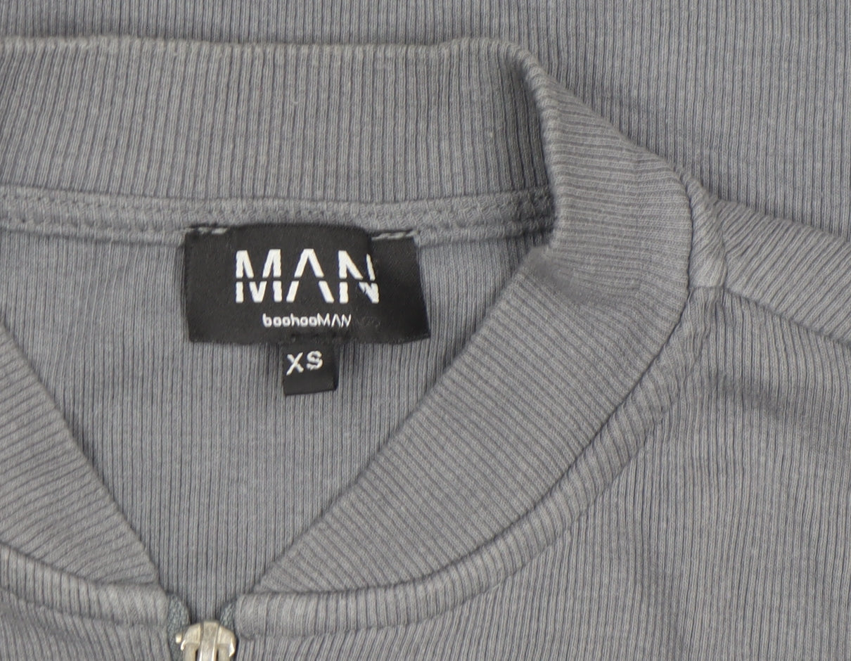 boohooMAN Men's Grey XS Zip-Up Cotton Waistcoat