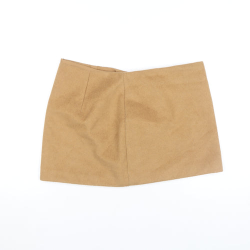 Zara Women Beige Wool Blend Short Pencil Skirt Size L