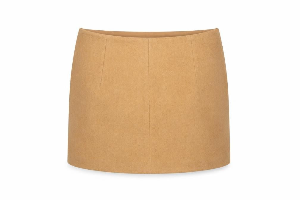 Zara Women Beige Wool Blend Short Pencil Skirt Size L