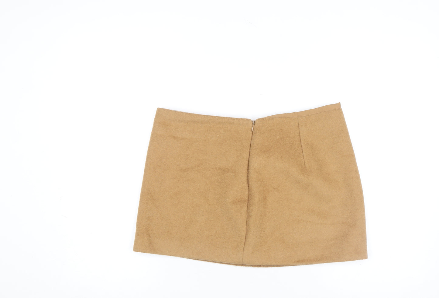 Zara Women Beige Wool Blend Short Pencil Skirt Size L