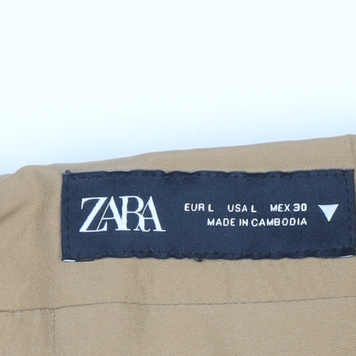 Zara Women Beige Wool Blend Short Pencil Skirt Size L
